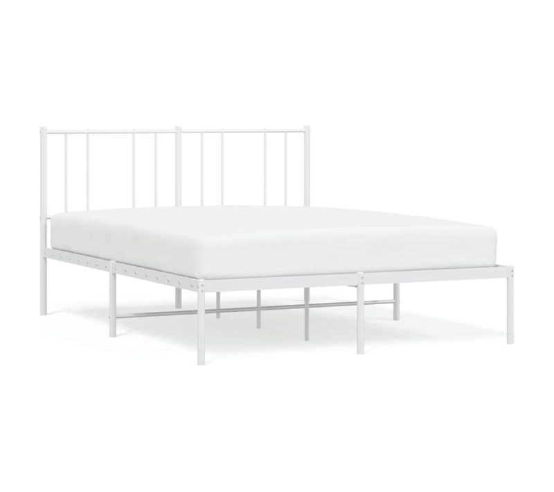 Cadre De Lit Métal Sans Matelas Et Tête De Lit Blanc 120x190 Cm