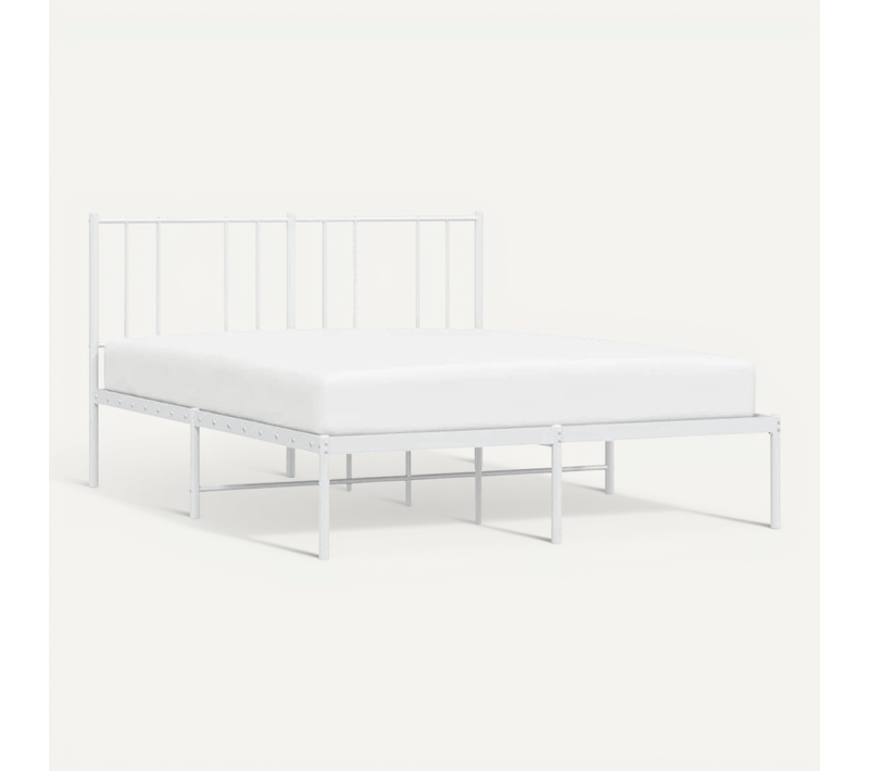 Cadre De Lit Métal Sans Matelas Et Tête De Lit Blanc 140x200 Cm