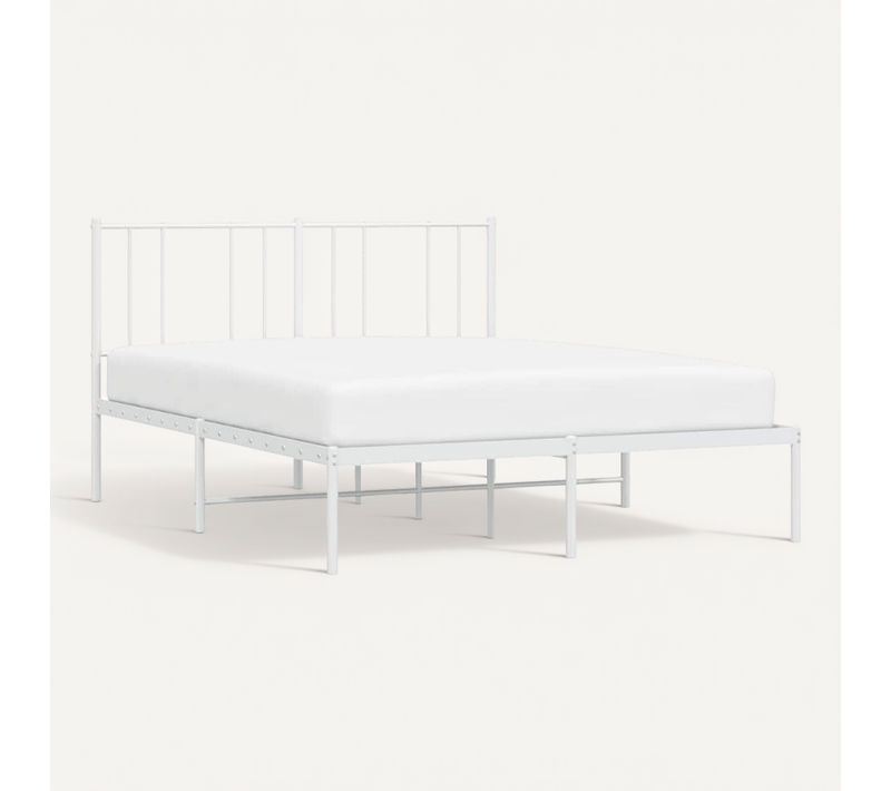 Cadre De Lit Métal Sans Matelas Et Tête De Lit Blanc 160x200 Cm