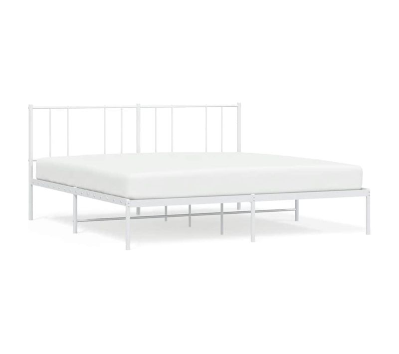 Cadre De Lit Métal Sans Matelas Et Tête De Lit Blanc 180x200 Cm