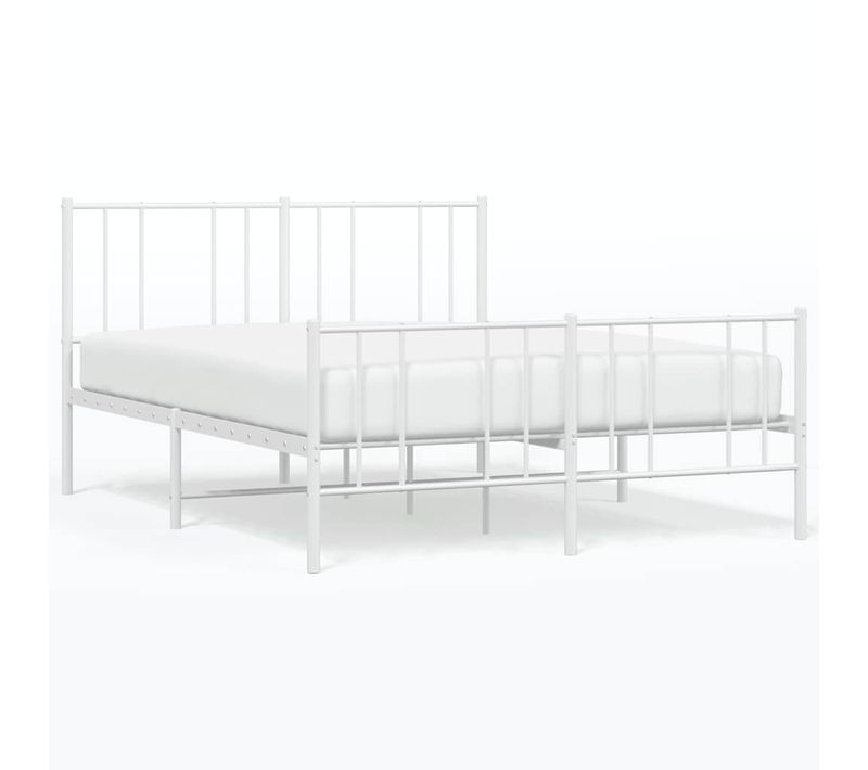 Cadre De Lit Métal Sans Matelas Et Pied De Lit Blanc 120x200 Cm