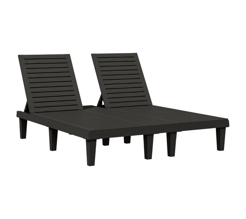 Chaise Longue Double Noir 155x138x83 Cm Polypropylène
