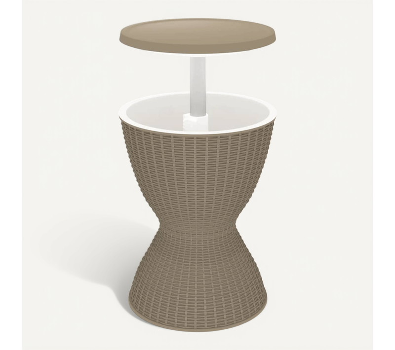 Table À Glacière 3 En 1 Marron Clair Polypropylène Meuble De Jardin Terrasse Patio Extérieur