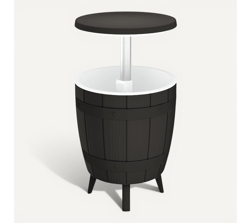 Table Basse D'extérieur 3 En 1 En Polypropylène Noir Avec Bouchon De Drainage