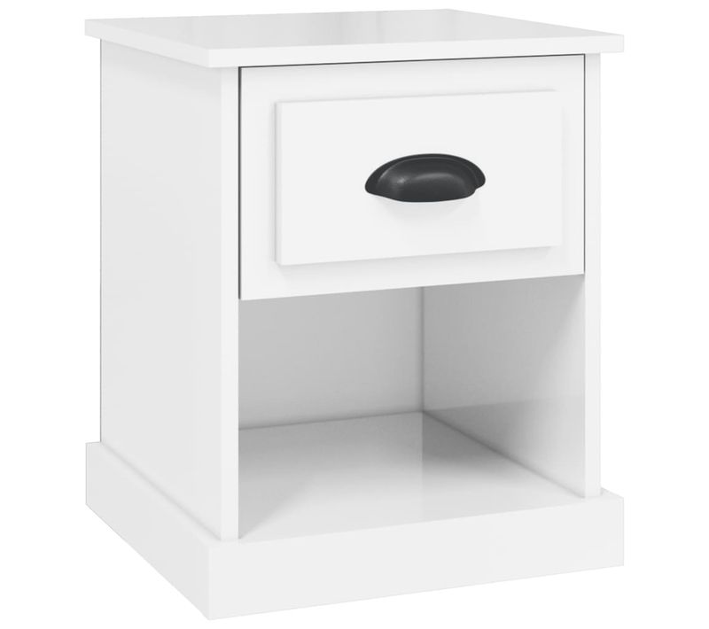 Table De Chevet Blanc Brillant 39x39x47,5 Cm Bois D’ingénierie