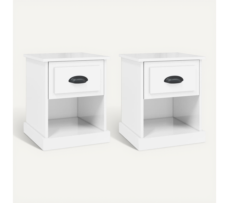 Tables De Chevet 2 Pièces Blanc Brillant 39x39x47,5 Cm