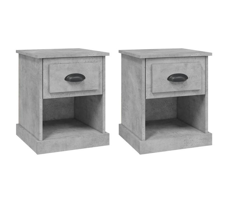Tables De Chevet 2 Pièces Gris Béton 39x39x47,5 Cm Bois Ingénierie