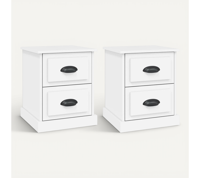 Tables De Chevet 2 Pièces Blanc 39x39x47,5 Cm Bois Contreplaqué