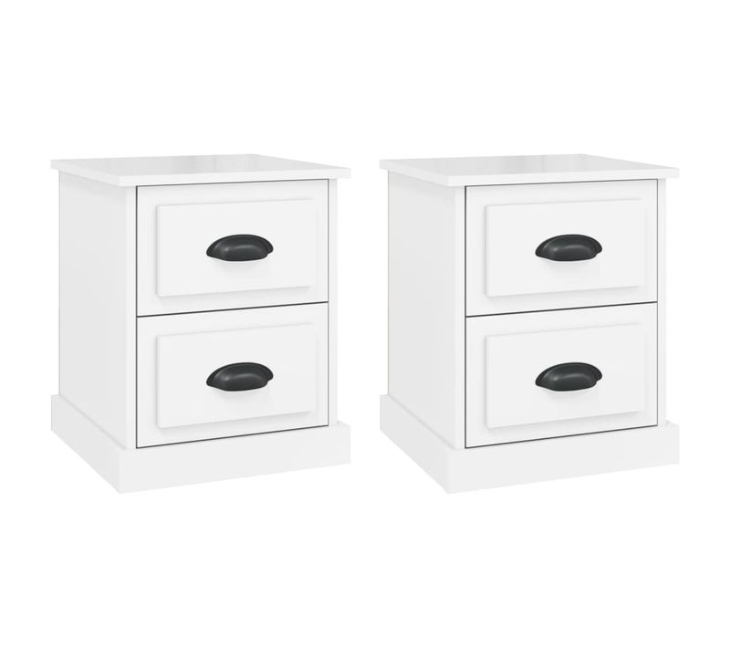 Tables De Chevet 2 Pièces Blanc Brillant 39x39x47,5 Cm