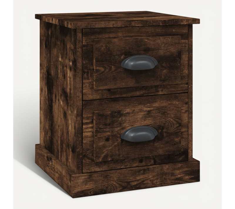 Table De Chevet Chêne Fumé 39x39x47,5 Cm Bois Contreplaqué