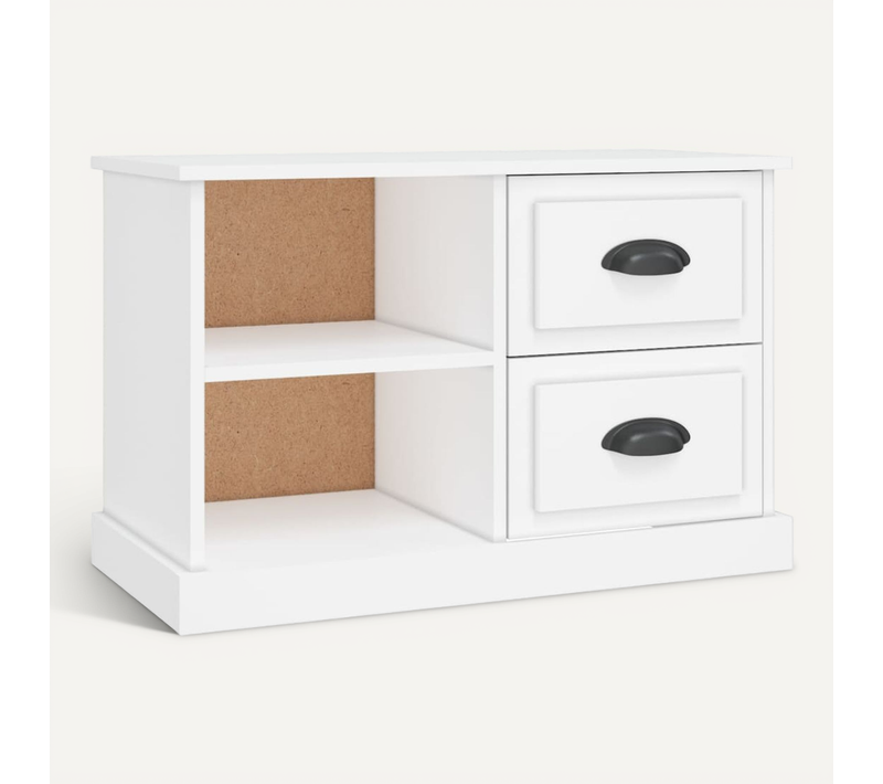 Meuble TV Blanc 73x35,5x47,5 Cm Bois Contreplaqué