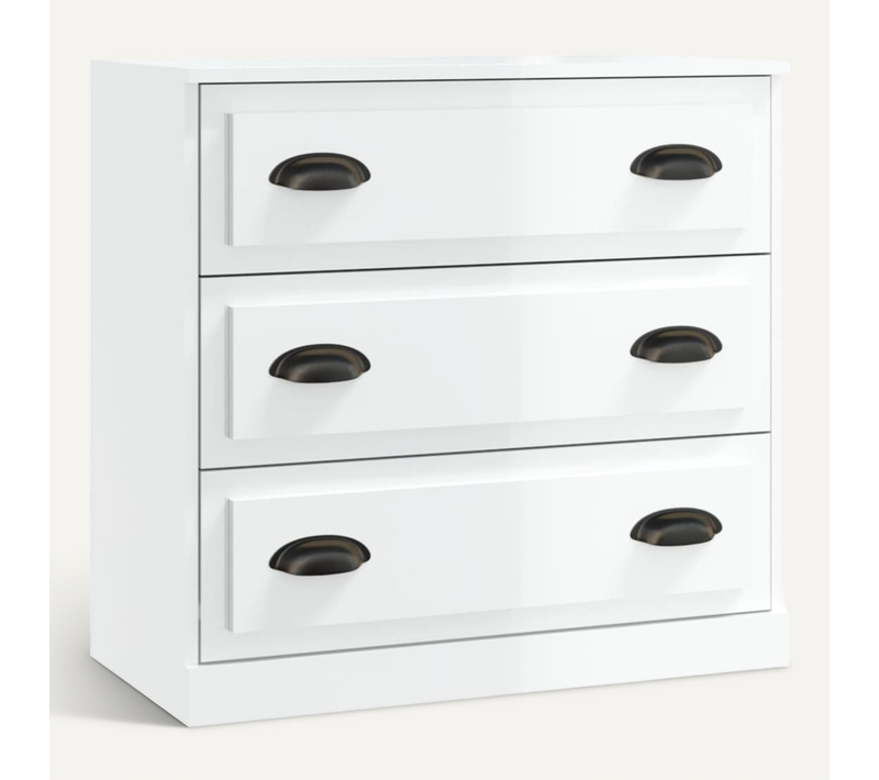 Buffet Blanc Brillant 70x35,5x67,5 Cm Bois Contreplaqué