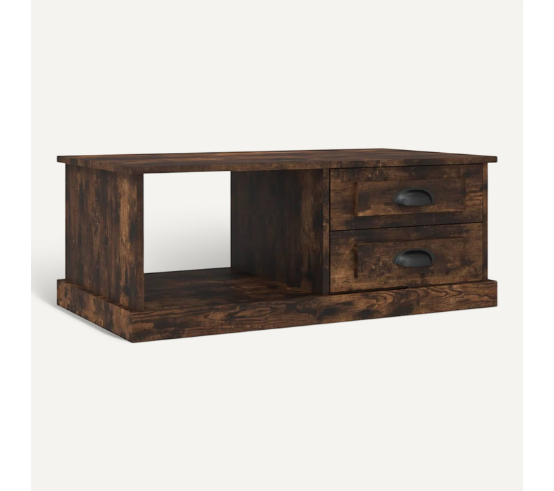 Table Basse Chêne Fumé 90x50x35 Cm Bois Contreplaqué