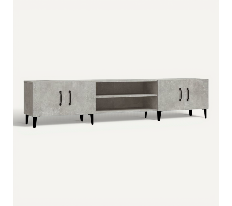 Meuble TV Gris Béton 180x31,5x40 Cm Bois Contreplaqué