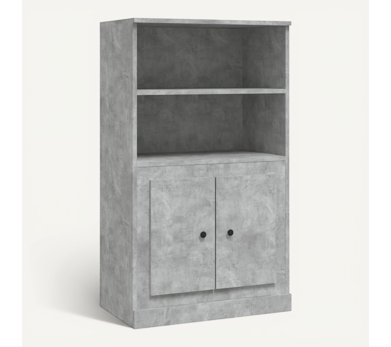 Buffet Haut Gris Béton 60x35,5x103,5 Cm Bois Contreplaqué