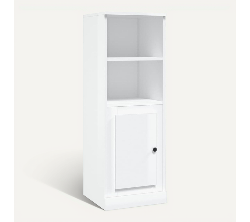 Buffet Haut Blanc Brillant 36x35,5x103,5 Cm Bois Contreplaqué