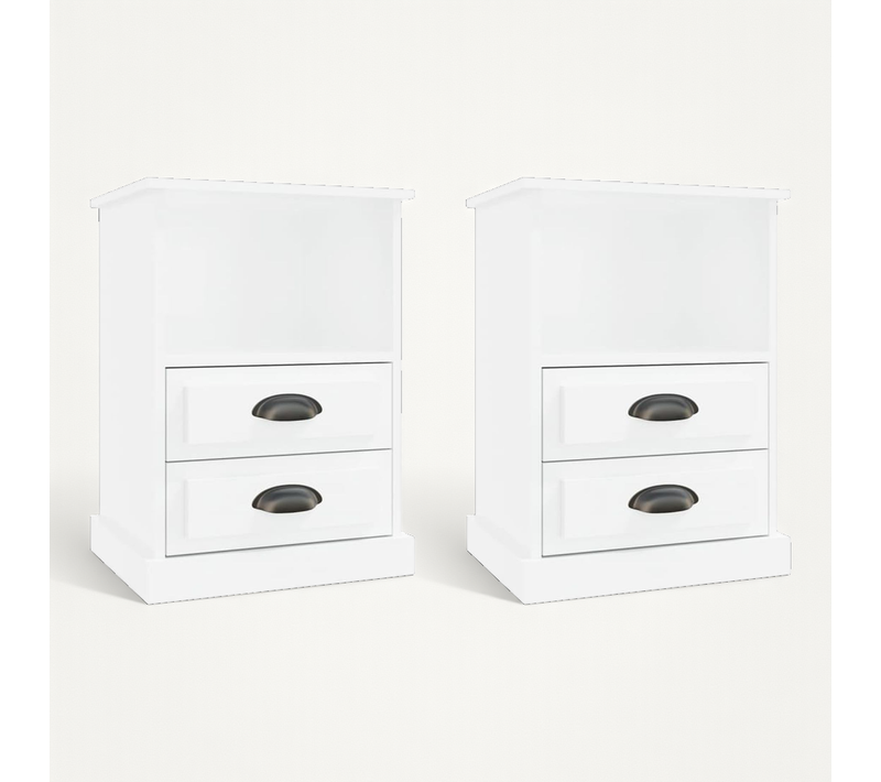 Tables De Chevet 2 Pièces Blanc Brillant 43x36x60 Cm