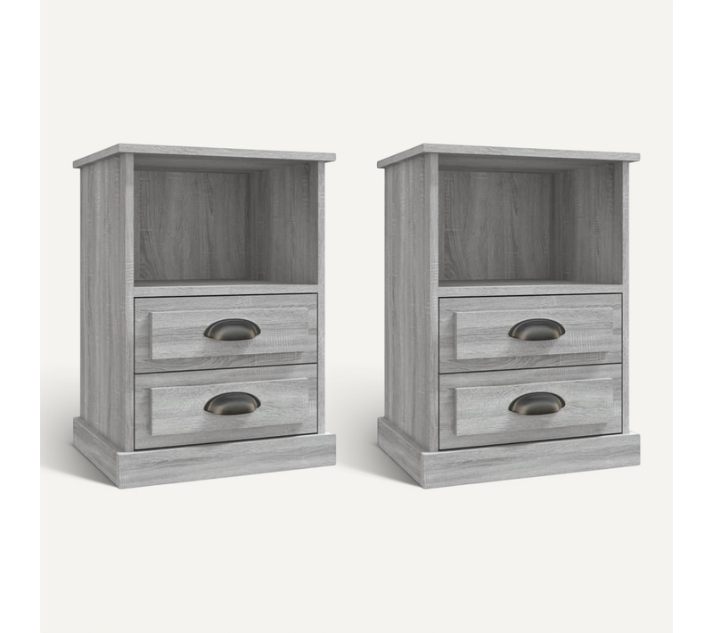 Tables De Chevet 2 Pièces Sonoma Gris 43x36x60 Cm