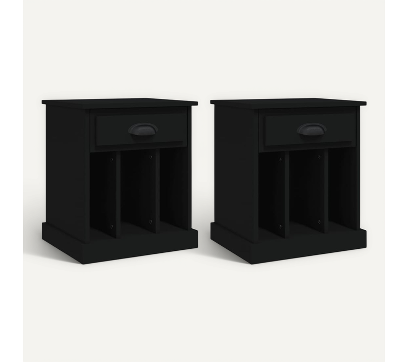 Tables De Chevet 2 Pièces Noir 43x36x50 Cm