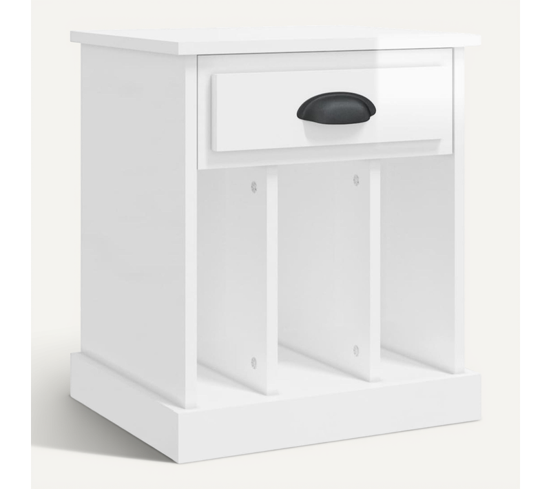 Table De Chevet Blanc Brillant 43x36x50 Cm