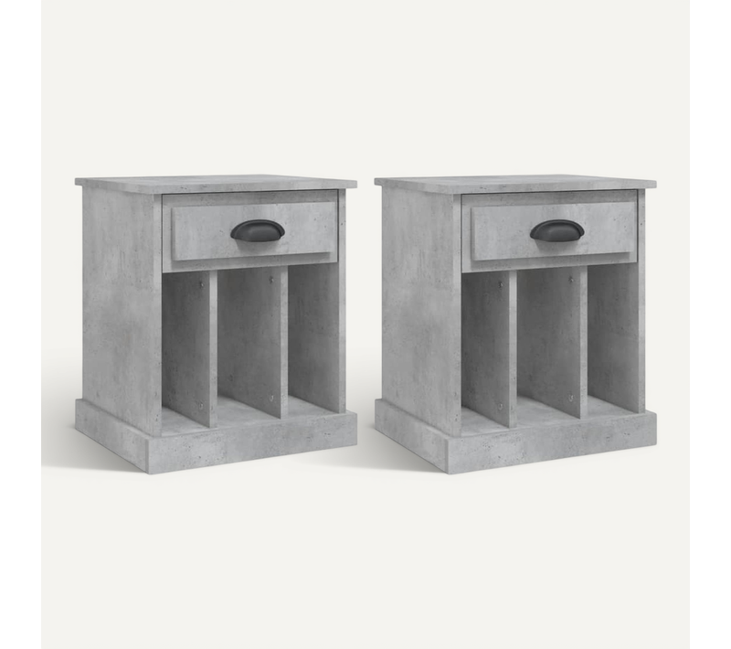 Tables De Chevet 2 Pièces Gris Béton 43x36x50 Cm