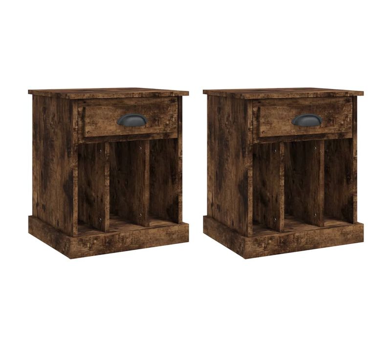 Tables De Chevet 2 Pièces Chêne Fumé 43x36x50 Cm