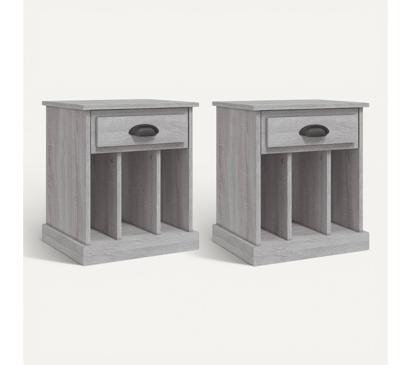Tables De Chevet 2 Pièces Sonoma Gris 43x36x50 Cm
