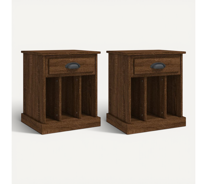 Tables De Chevet 2 Pièces Chêne Marron 43x36x50 Cm