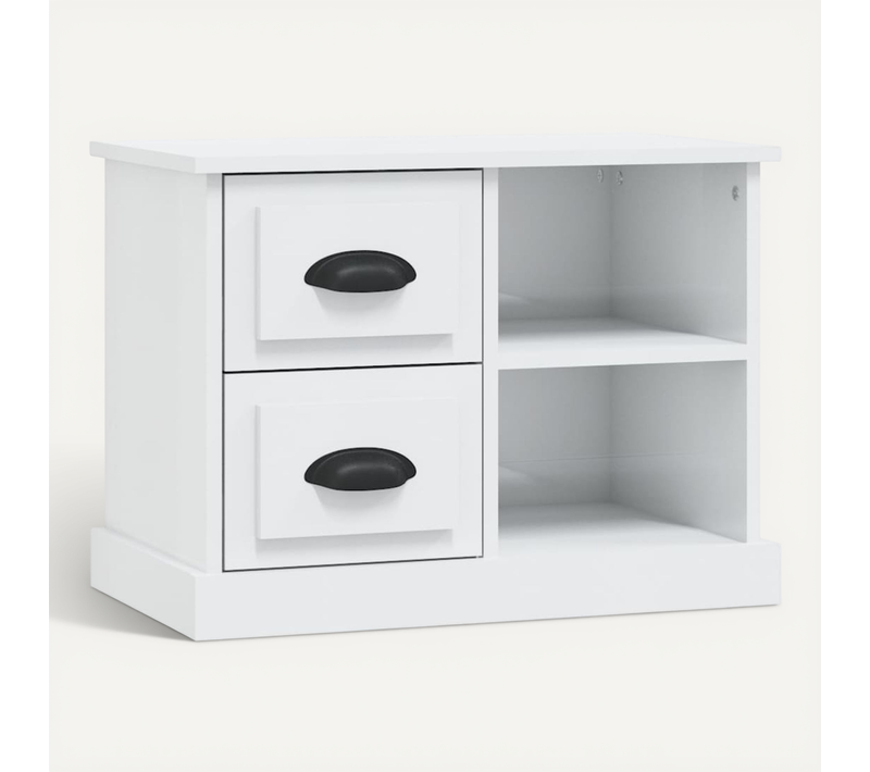 Table De Chevet Blanc Brillant 60x35,5x45 Cm