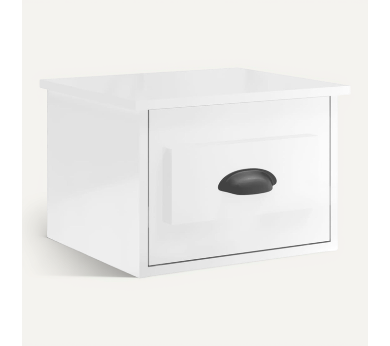 Table De Chevet Murale Blanc Brillant 41,5x36x28 Cm
