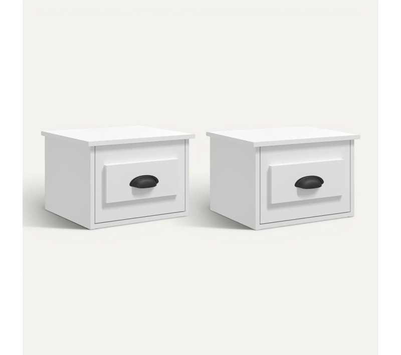 Tables De Chevet Murales 2 Pièces Blanc Brillant 41,5x36x28 Cm