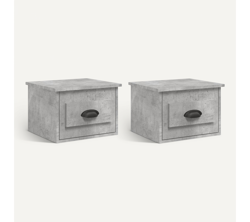 Tables De Chevet Murales 2 Pièces Gris Béton 41,5x36x28 Cm
