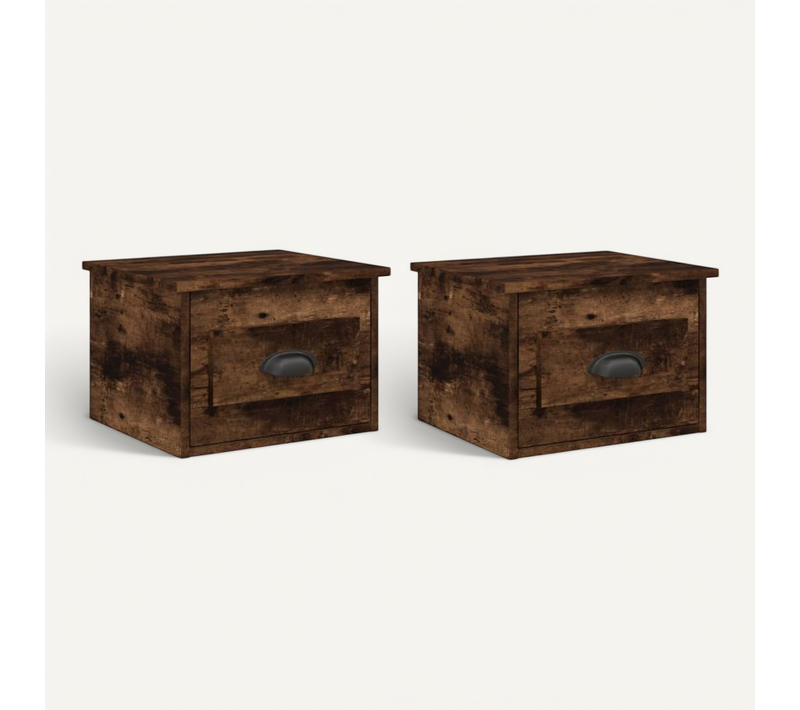 Tables De Chevet Murales 2 Pièces Chêne Fumé 41,5x36x28 Cm