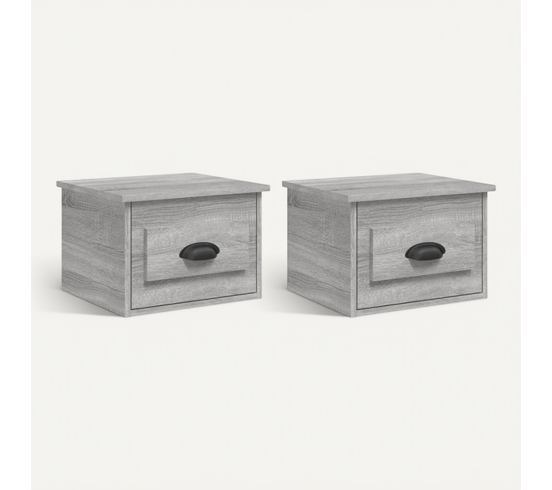 Tables De Chevet Murales 2 Pièces Sonoma Gris 41,5x36x28 Cm