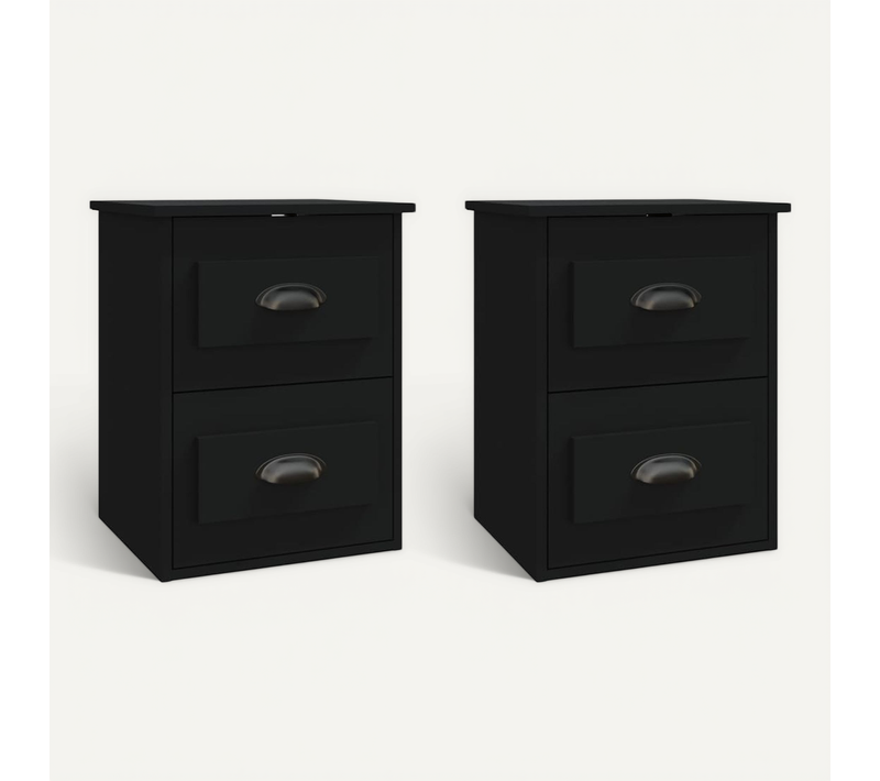 Tables De Chevet Murales 2 Pièces Noir 41,5x36x53 Cm