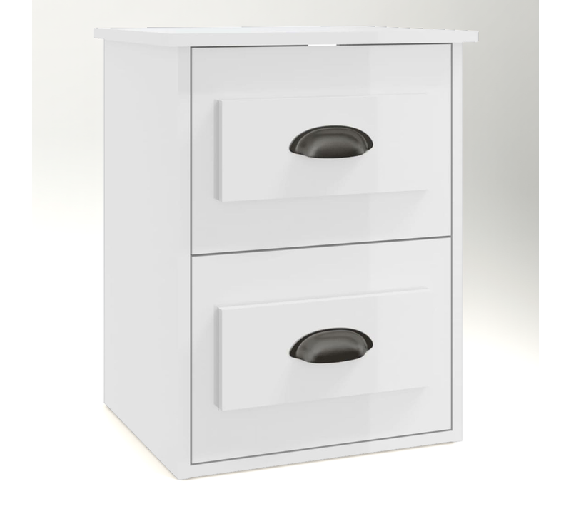 Table De Chevet Murale Blanc Brillant 41,5x36x53 Cm