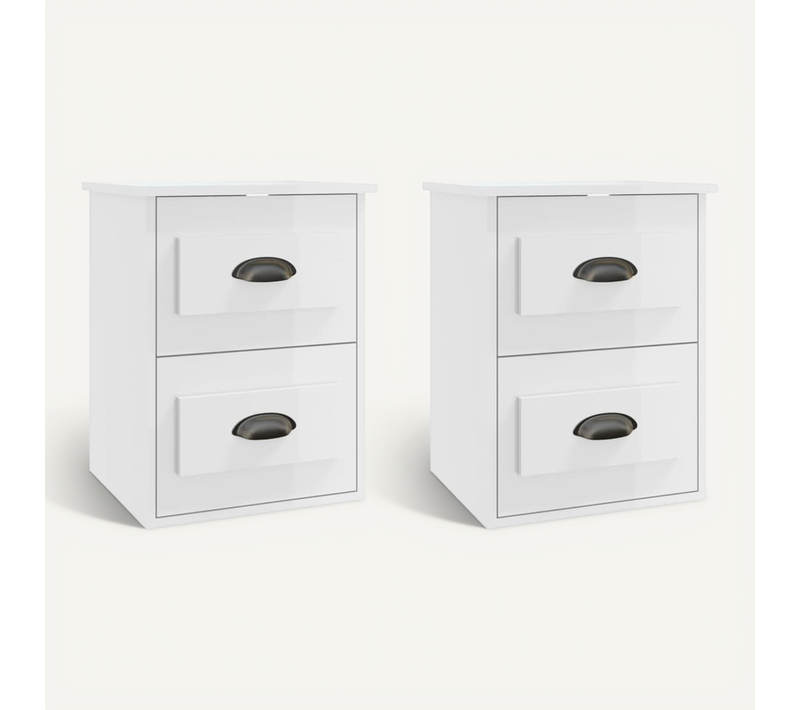 Tables De Chevet Murales 2 Pièces Blanc Brillant 41,5x36x53 Cm
