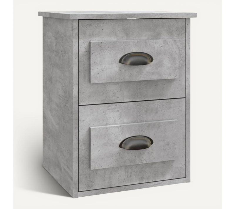 Table De Chevet Murale Gris Béton 41,5x36x53 Cm