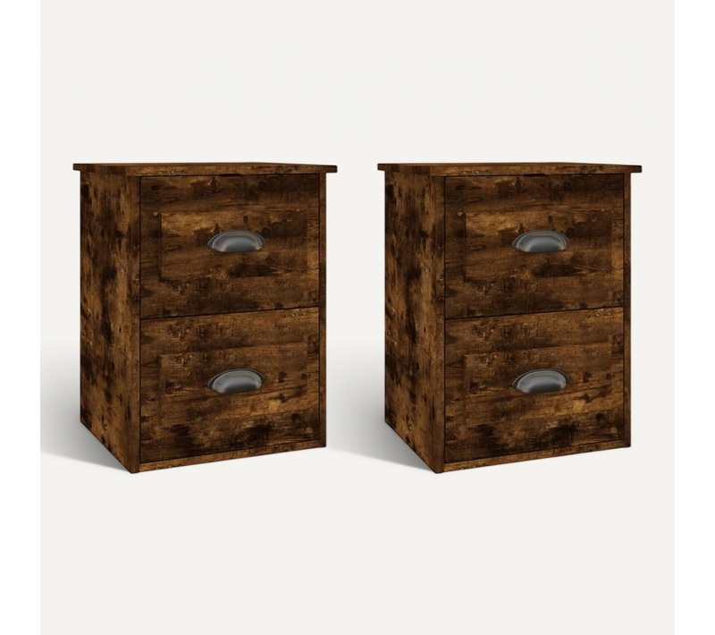 Tables De Chevet Murales 2 Pièces Chêne Fumé 41,5x36x53 Cm