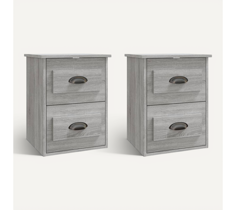 Tables De Chevet Murales 2 Pièces Sonoma Gris 41,5x36x53 Cm