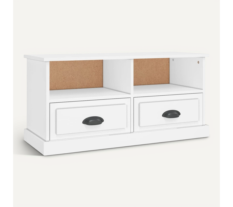 Meuble TV Blanc 93x35,5x45 Cm Bois Contreplaqué