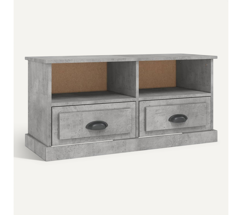 Meuble TV Gris Béton 93x35,5x45 Cm Bois Contreplaqué