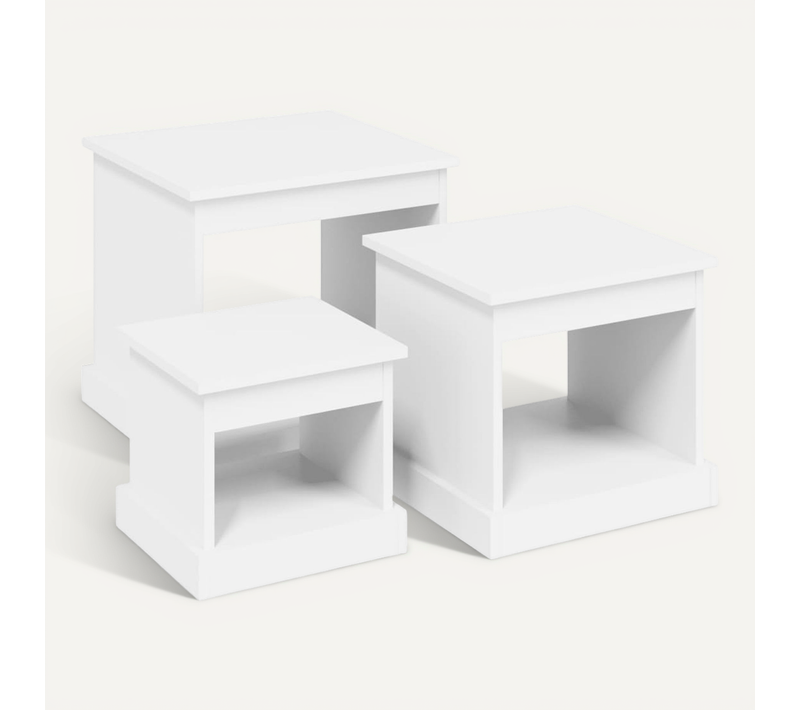 Tables Basses 3 Pièces Blanc Bois Contreplaqué