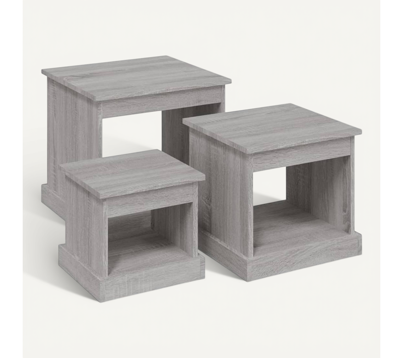 Tables Basses 3 Pièces Sonoma Gris Bois Contreplaqué