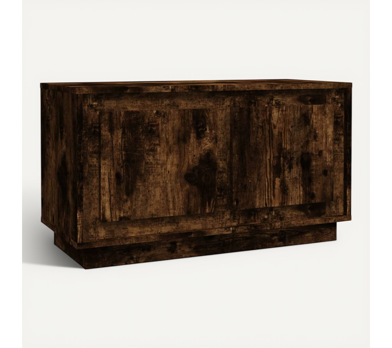 Meuble TV Chêne Fumé 80x35x45 Cm Bois Contreplaqué