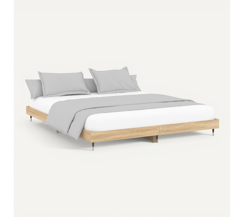 Cadre De Lit Chêne Sonoma 200x200 Cm Bois Contreplaqué