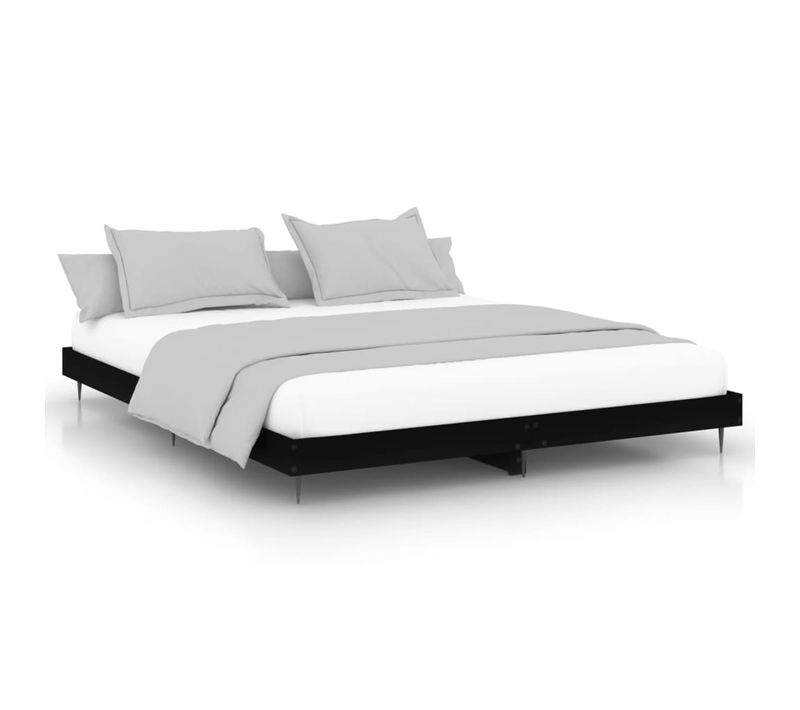 Cadre De Lit Sans Matelas Noir 200x200 Cm Bois Contreplaqué