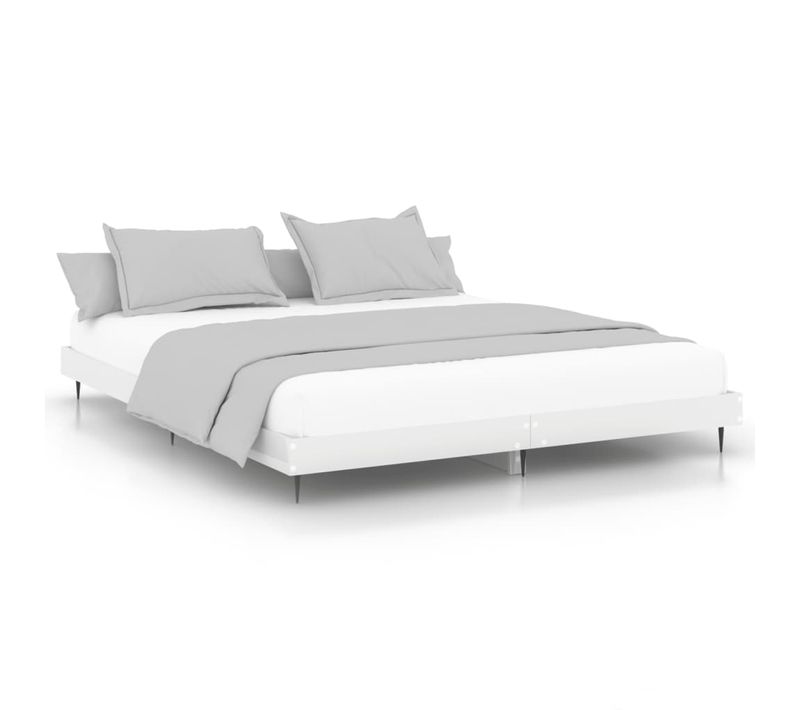 Cadre De Lit Sans Matelas Blanc Brillant 120x200 Cm