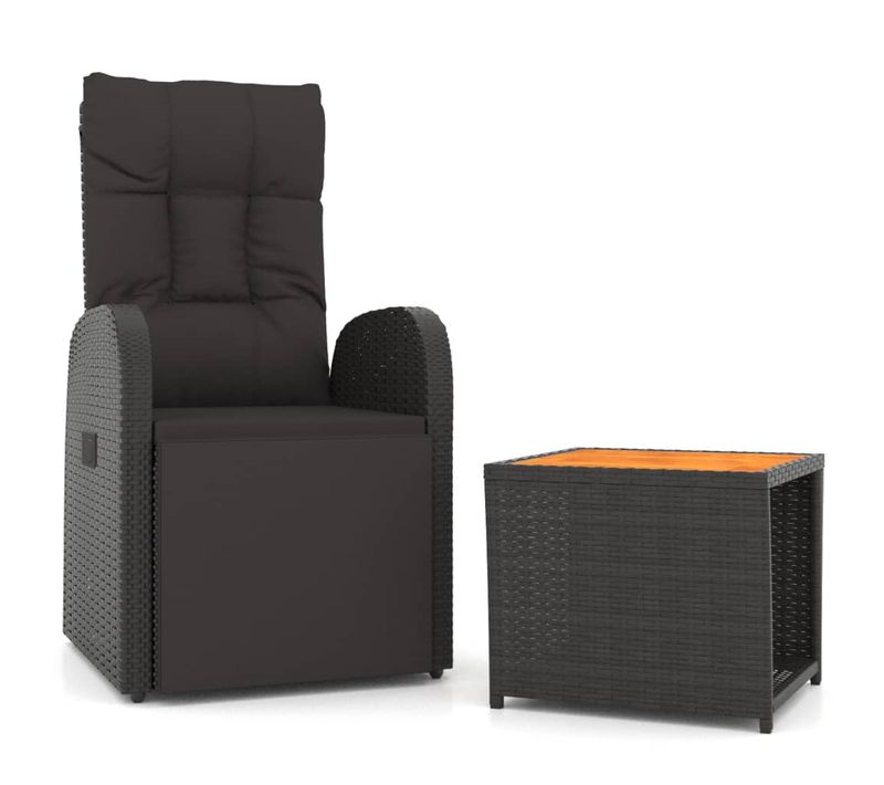 Ensemble De Salon De Jardin 2 Pièces Noir Poly Rotin Et Acacia