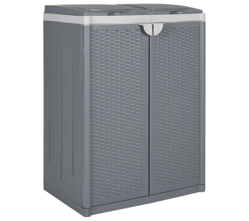 Poubelle Avec 2 Portes Gris 65x45x88 Cm Pp